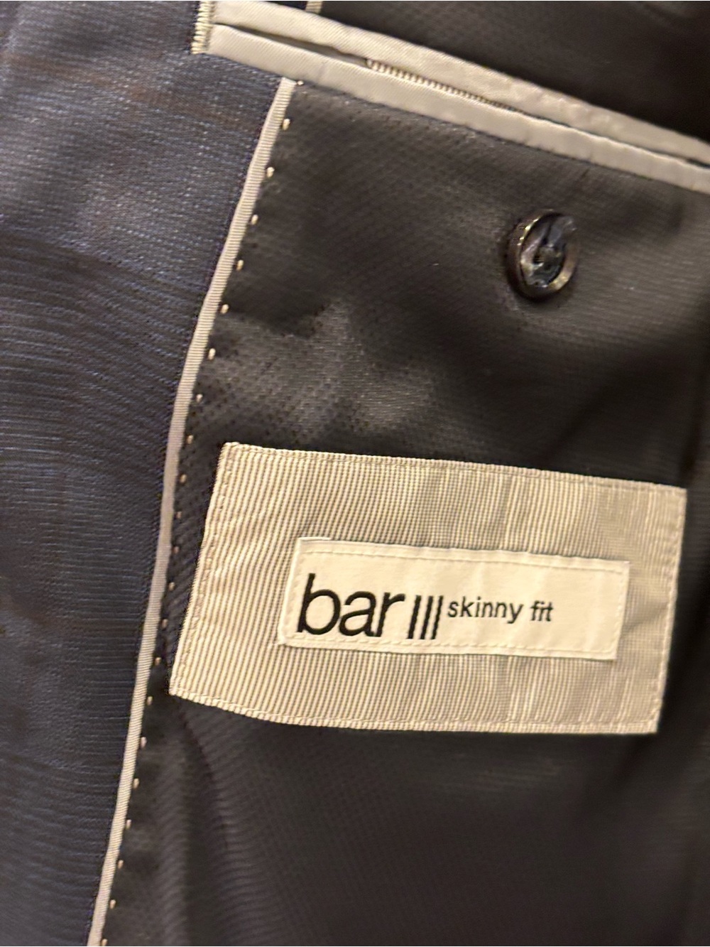 Bar III Navy Windowpane Two-Button Suit Jacket and Slacks - Picture 3 of 6